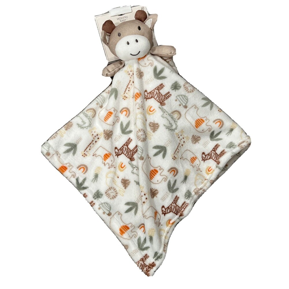 Modern Baby Snuggle Blankie GIRAFFE Cow Security Blanket Lovey Safari Pr…